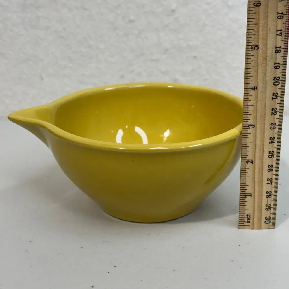 VTG McCoy Stoneware Vibrant Yellow Glaze Ceramic Spout Bowl Small Batter Bowl